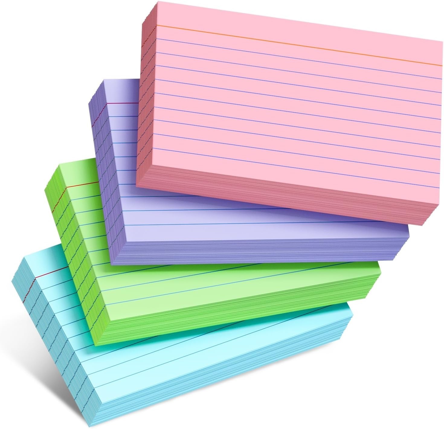 Colored Index Cards 3×5 Inch – 200 Count, Ruled Index Flash Cards for Studyin…