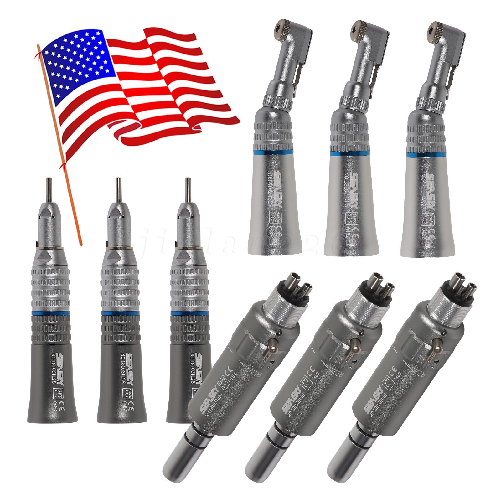 Dental Slow Speed Handpiece Contra Angle/Straight /Air Motor 4Hole NSK Style NEW