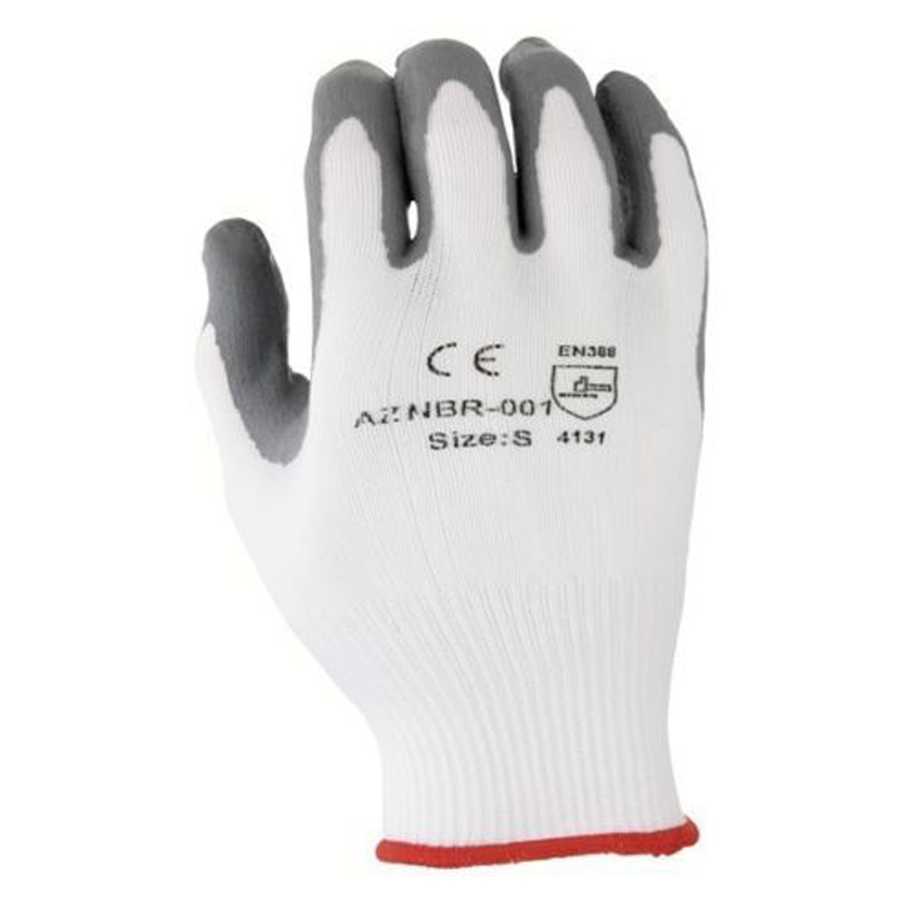 36 PAIRS White 15 Gauge Premium Nylon Lycra Liner Gray Palm Safety Glove, New!