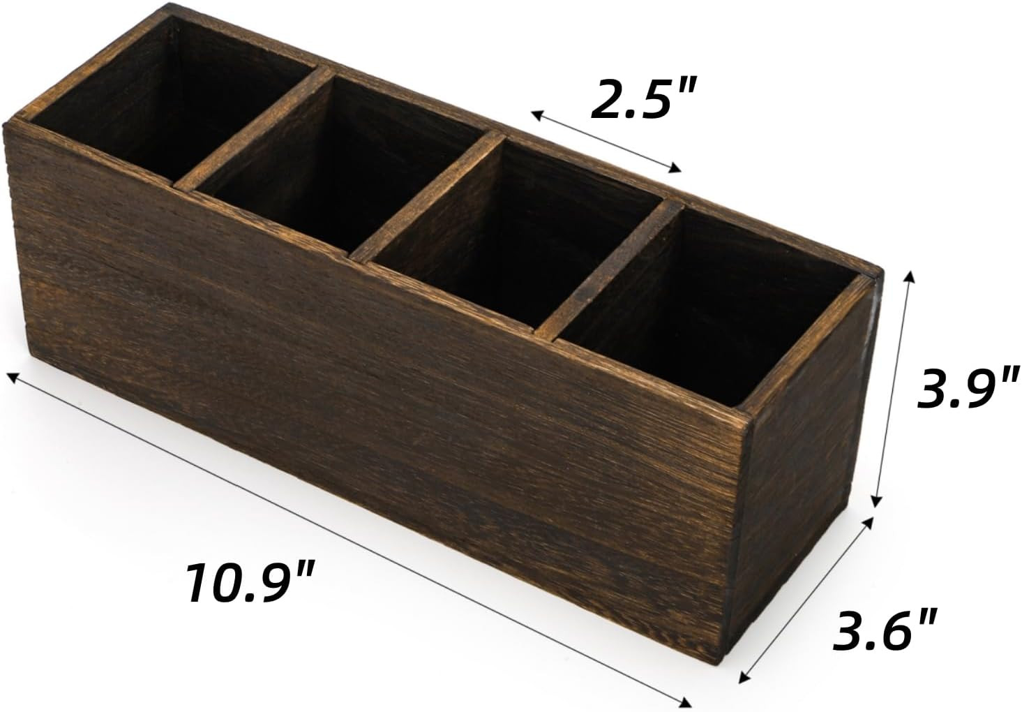 2 Pack Wooden Pencil Holder for Desk, Rustic Wood Remote Control Holder Caddys,