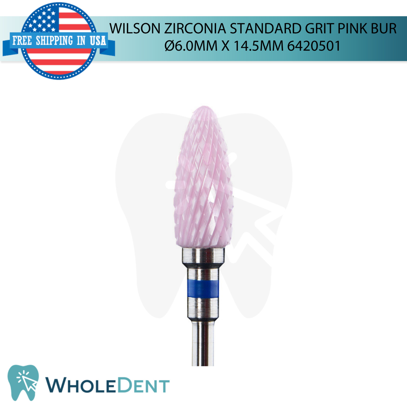 Cross Cut Standard Zirconia Pink Bur Ø6.0mmx14.5mm 6420501 Dental Lab