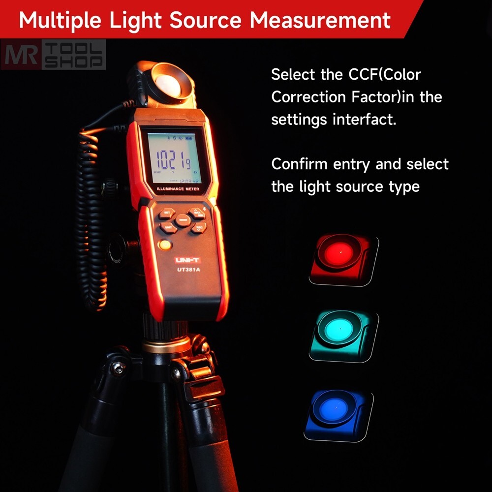 UNI-T UT381A Digital Illuminance Light Meter Bluetooth Luxmeter 400,000lx APP C
