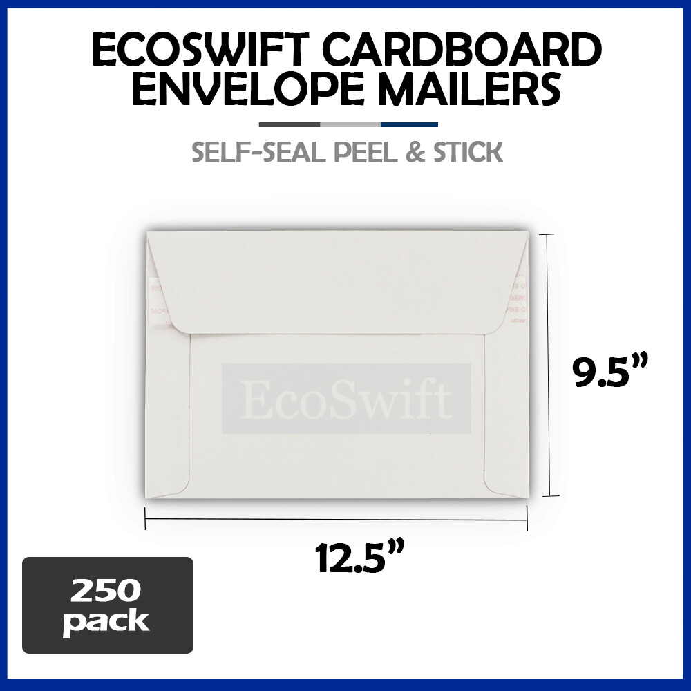 250 – 12.5″ x 9.5″ EcoSwift White Photo Ship Flats Cardboard Envelope Mailers