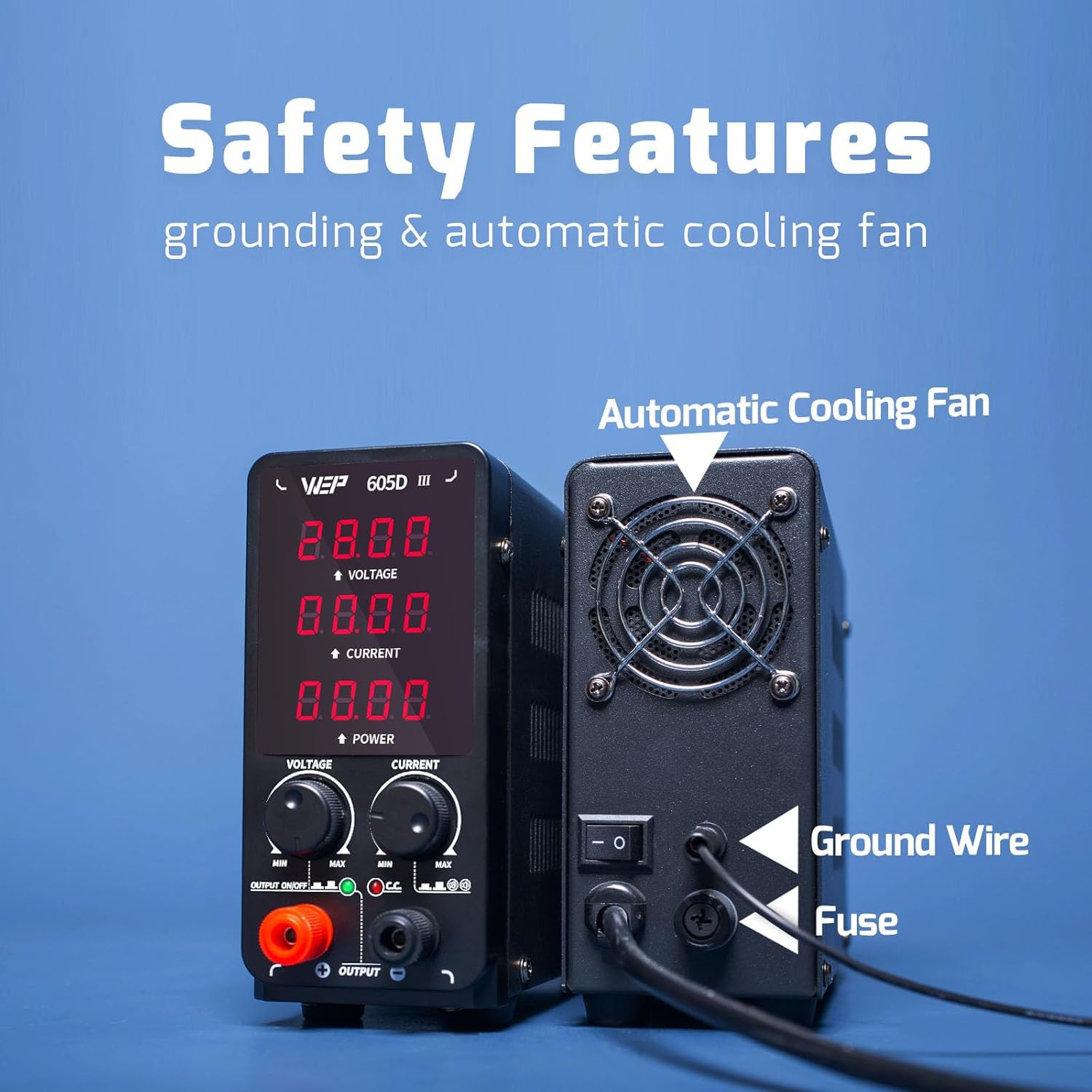 60.00V 5.000A High Precision Bench Lab Variable Power Supply with Alligator Clip