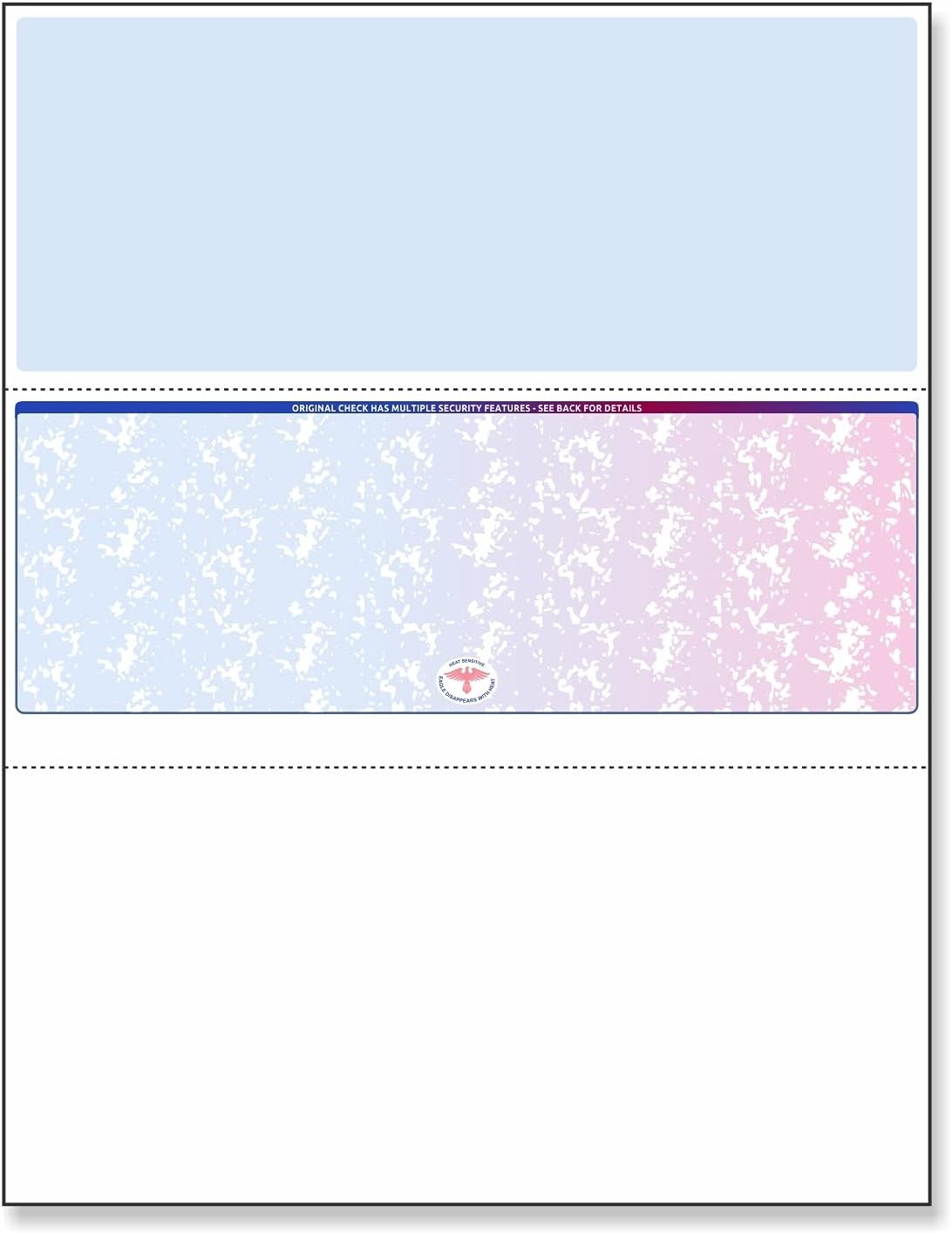 Blank Check Stock Laser/Ink-Jet 8-1/2 x 11″ 24# lb 500 Sheets Per Pack Red-Blue