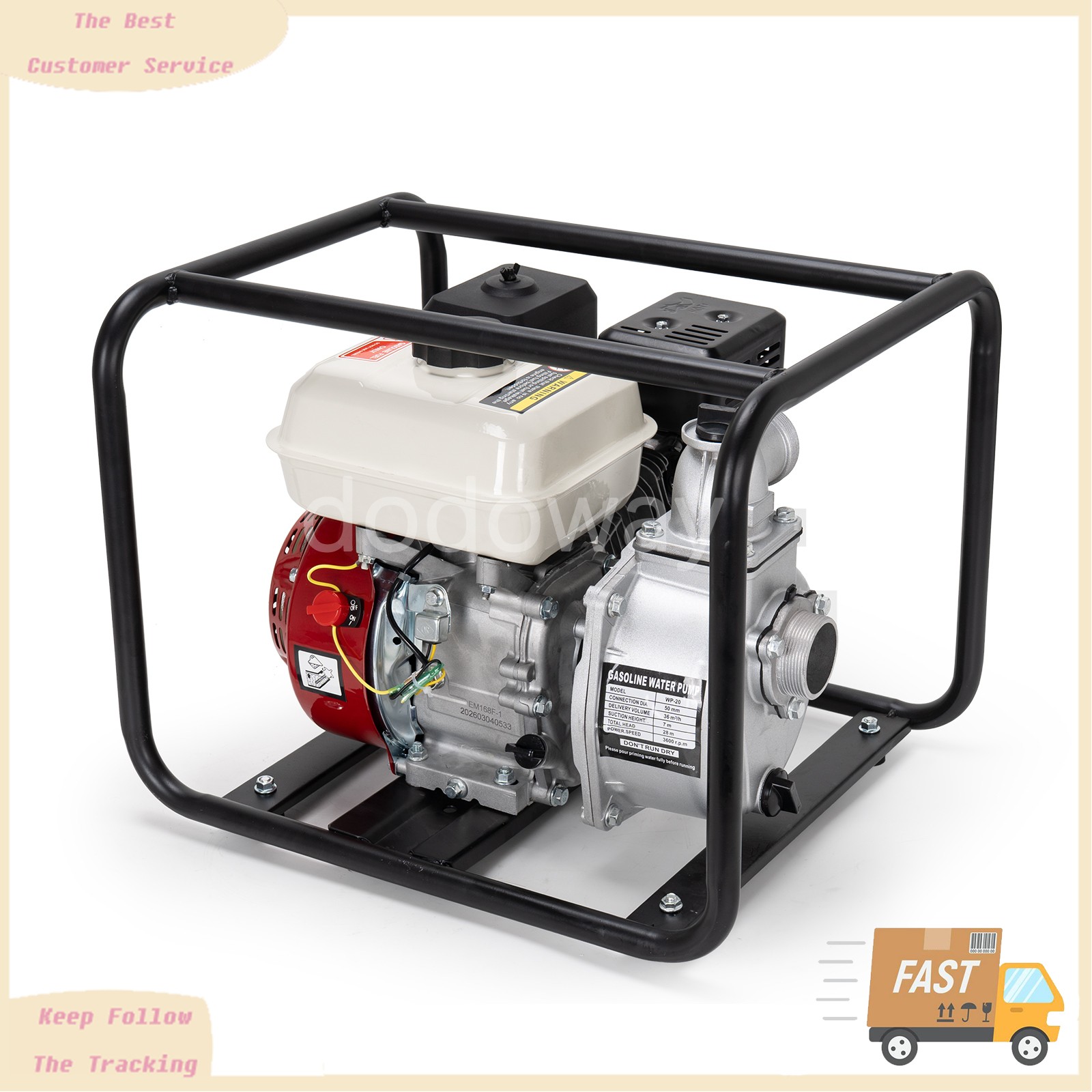 2 Inch Gas Powered Water Pump 6.5HP 4-Stroke Cast Iron Semi Trash Drainage Tool