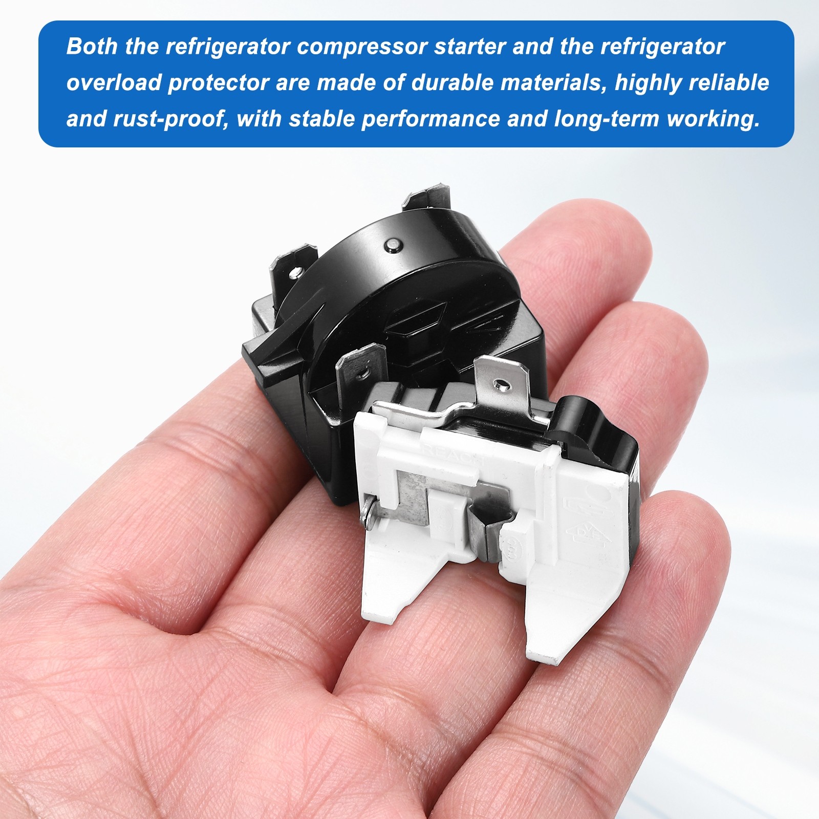 3 Sets PTC Refrigerator Starter Relay 4.7 Ohm 3 Pin and 1/2HP Overload Protector