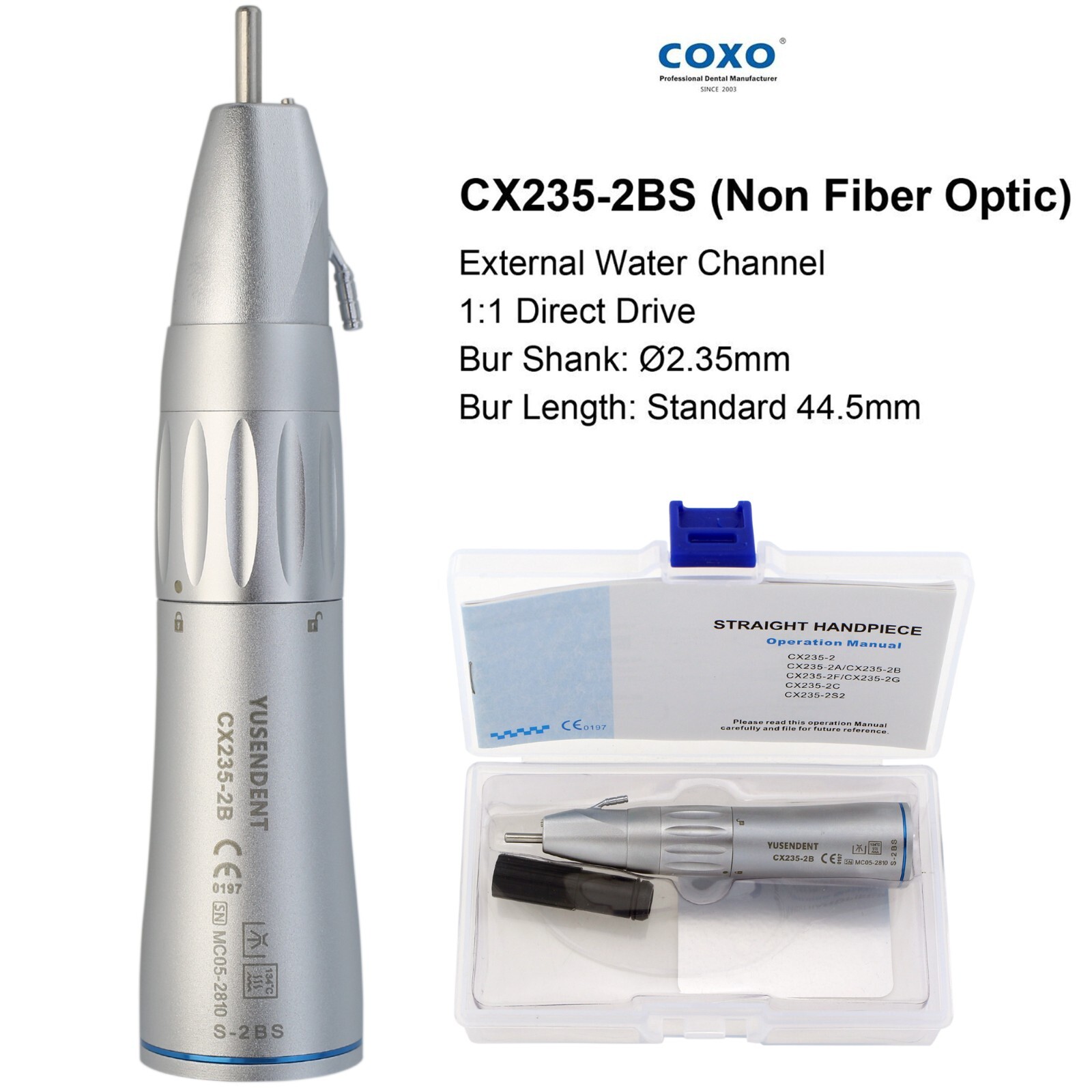 COXO Dental Straight Surgical Handpiece 1:1 Nose Cone 20° Angle 2S 2BS 2CS NSK