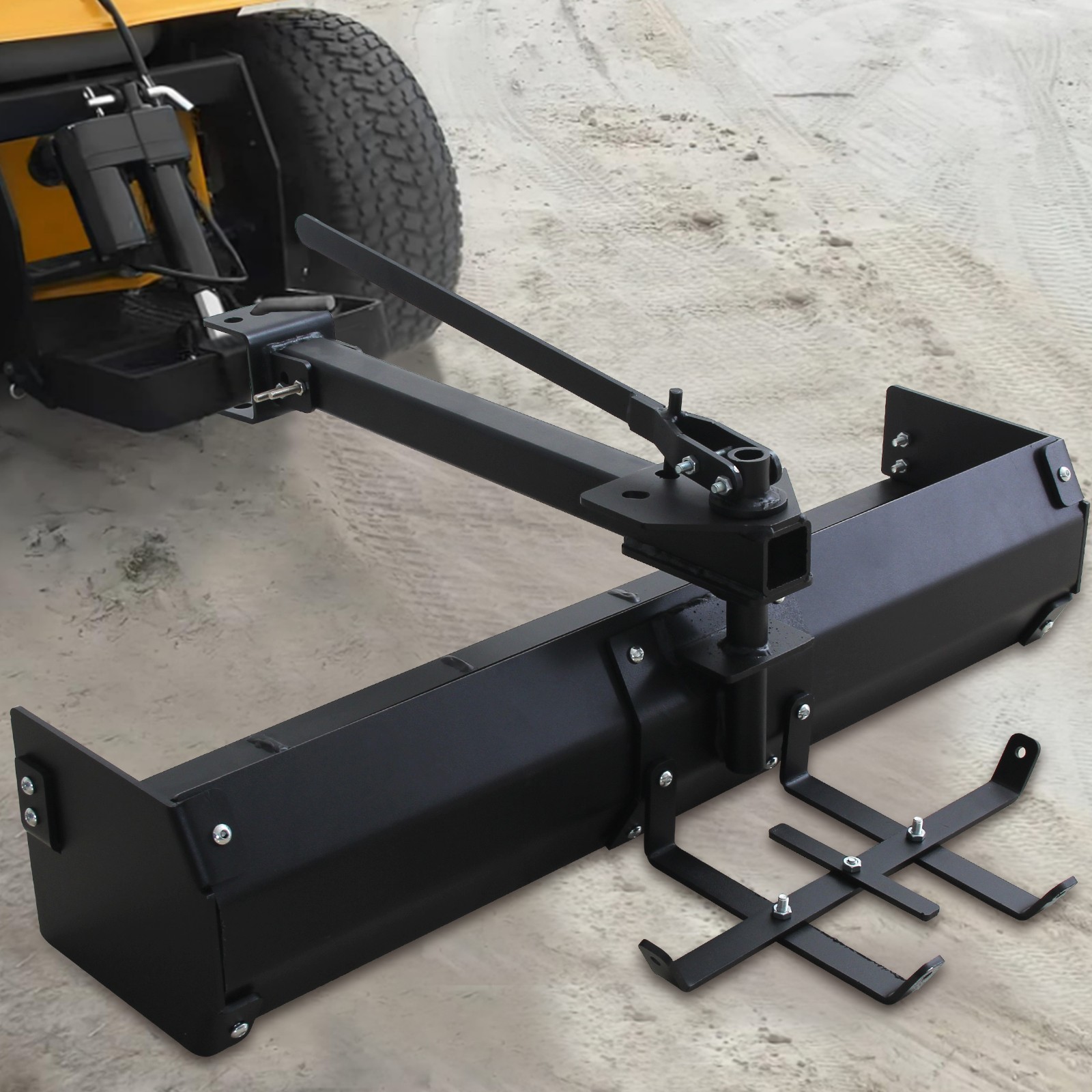 42″ Tow Behind Box Scraper Solid Steel Ground Blade Rust Resistant Lawn Tractor