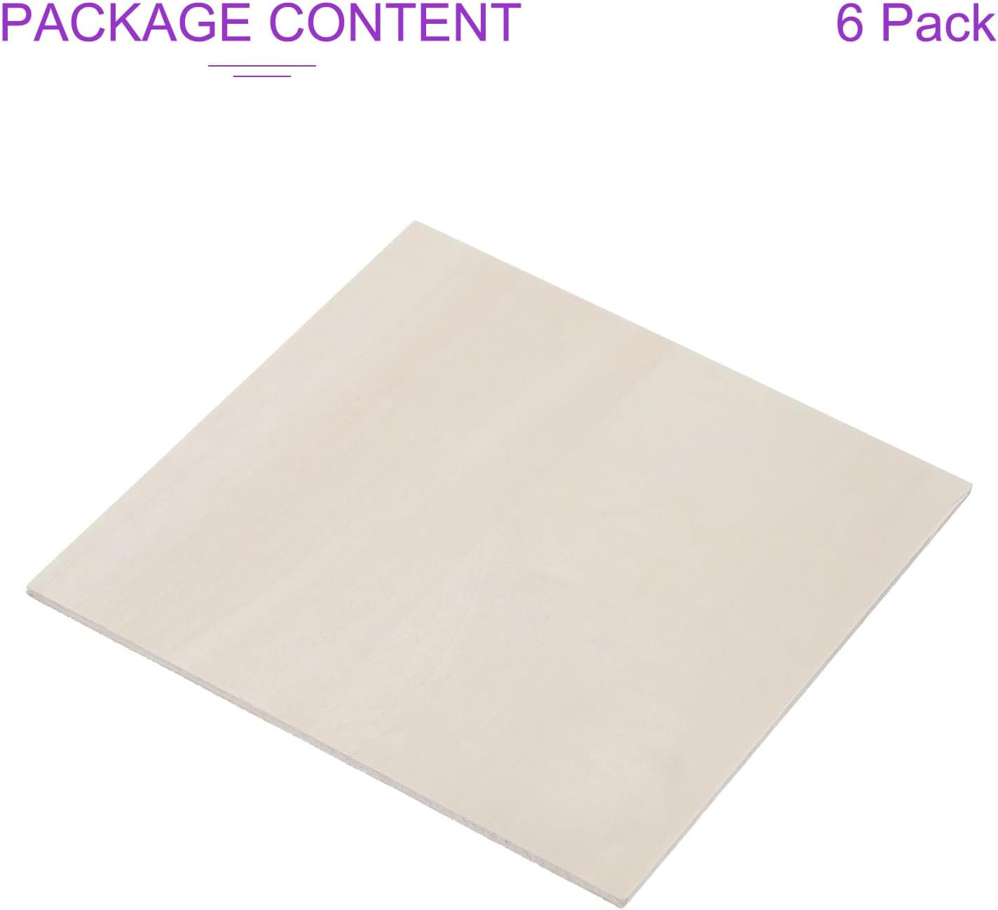 6 Pack 6 X 6 X 1/8 Inches 3Mm Thick Wood Sheets Basswood Sheets Unfinished Plywo