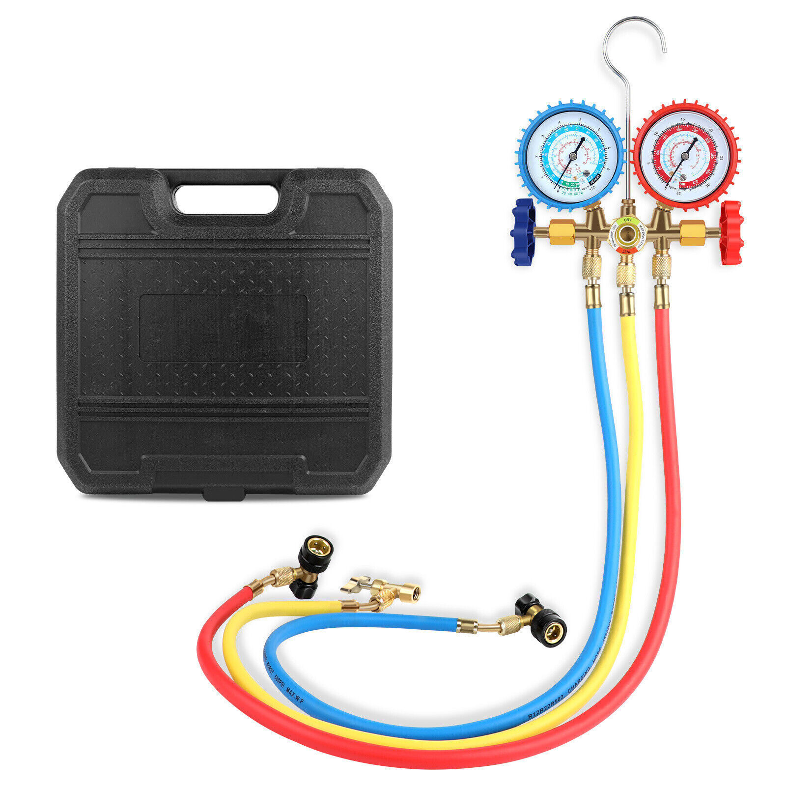 New Combo 1/3HP 4CFM Air Vacuum Pump MANIFOLD GAUGE Set HVAC AC Refrige-rant Kit