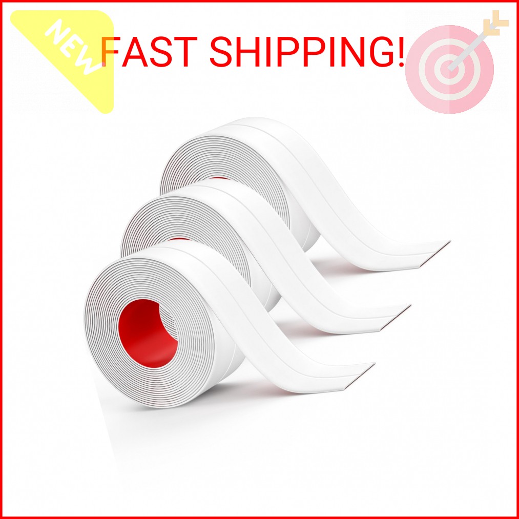 Fixmend Caulk Tape, 3 Roll Self Adhesive Caulk Strip Waterproof, Caulking Sealan