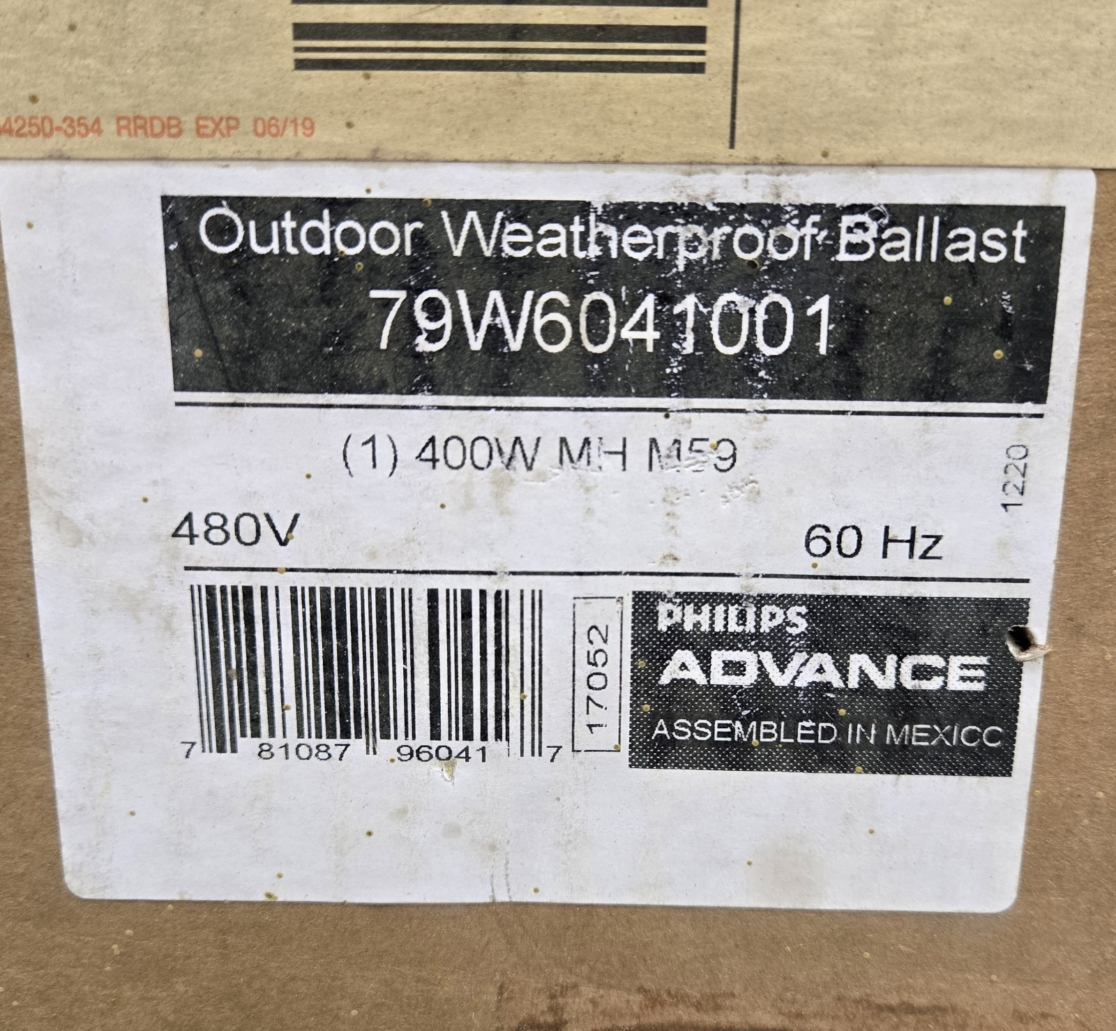 PHILLIPS ADVANCE OUTDOOR WATERPROOF BALLAST 79W6041001. 400W, MH M59.