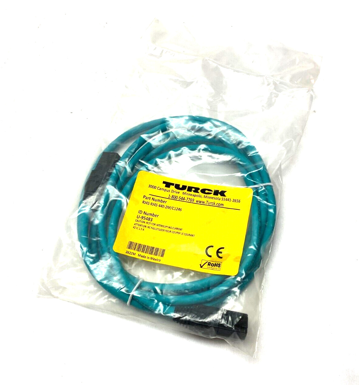 Turck RJ45 RJ45 440-2M/C1246 Industrial Ethernet Cordset 2m U-95483
