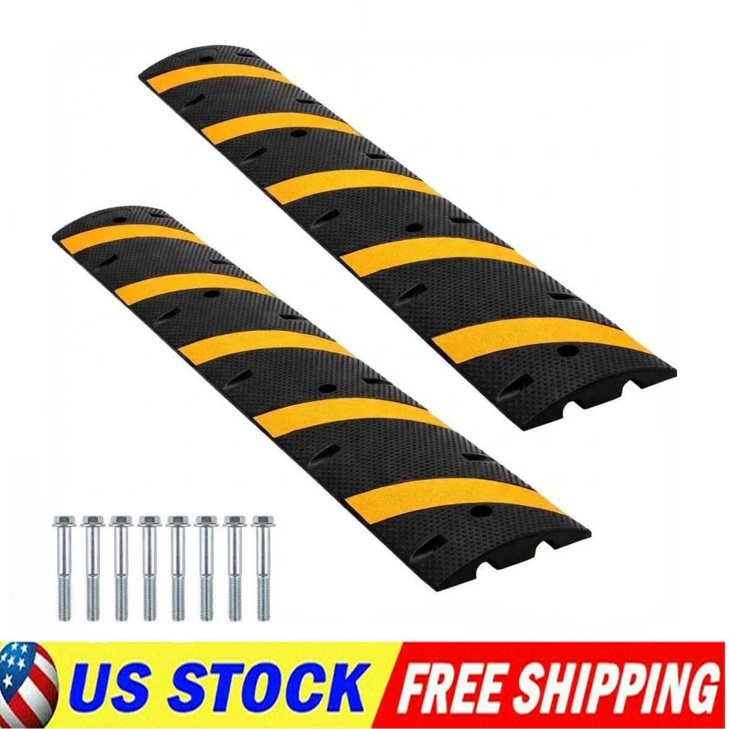 2 Pack of Rubber Speed Bumps 6 ft Heavy Duty for Driveway Parking 25000 LBS Load