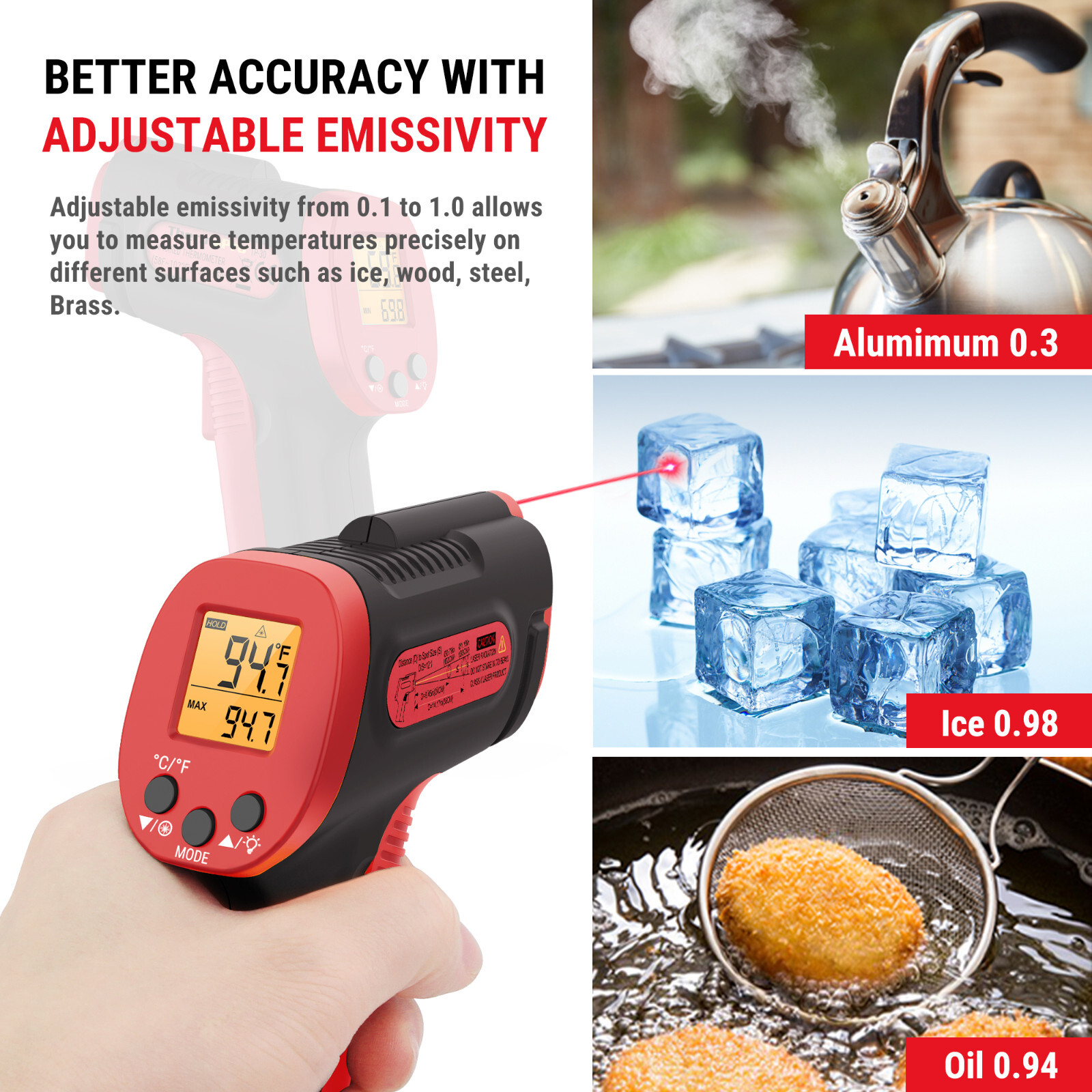 Non-Contact IR Laser Infrared Digital Temperature Thermometer Gun LCD Pyrometers
