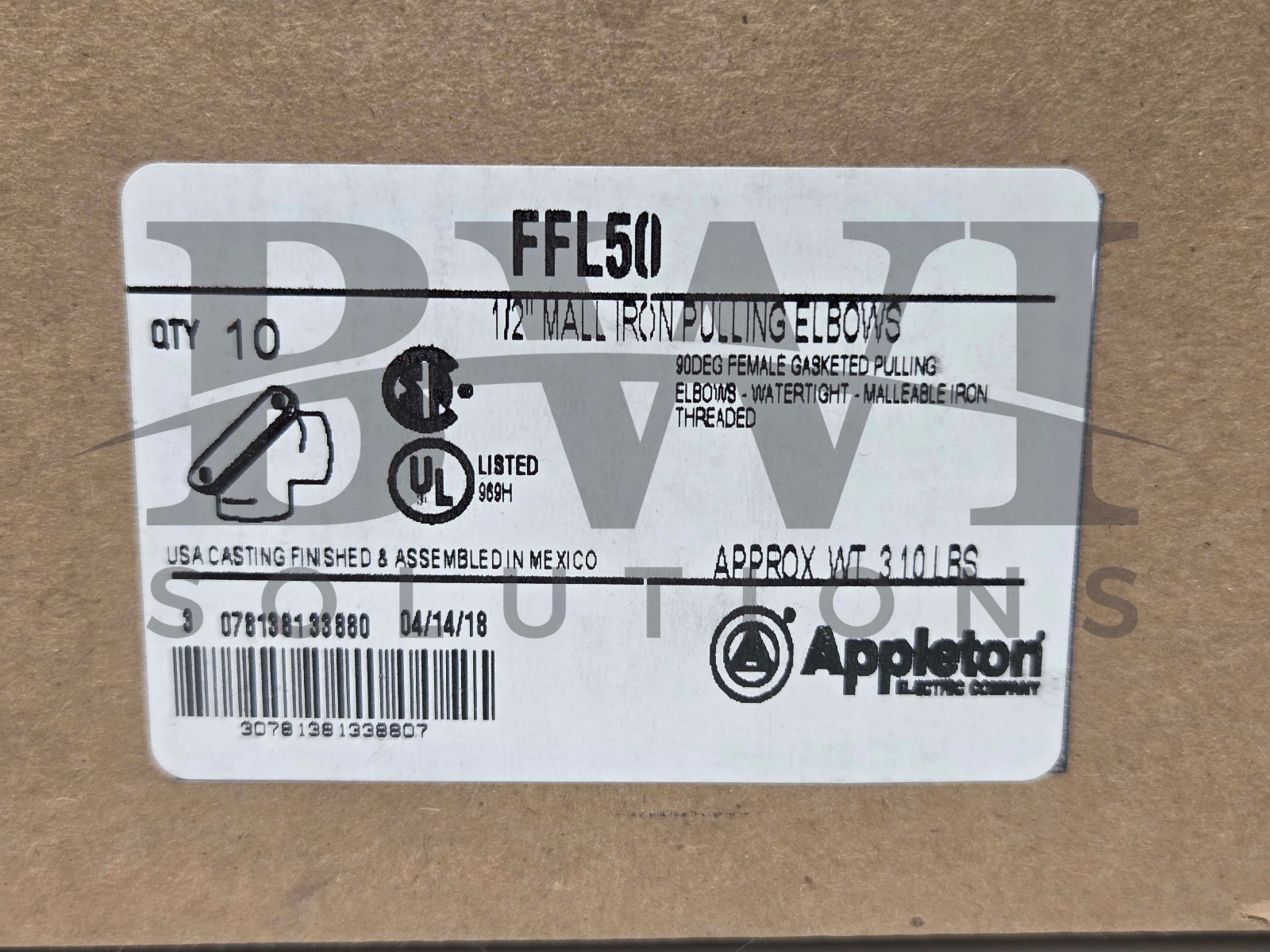 NEW Appleton FFL50 Malleable Iron Pulling Elbows 1/2 IN Female-Female Lot of 28