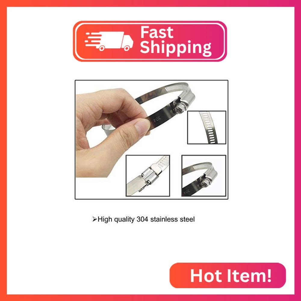 EesTeck 4″ (Diameter) Adjustable 304 Stainless Steel Duct Clamps Hose Clamp Pipe