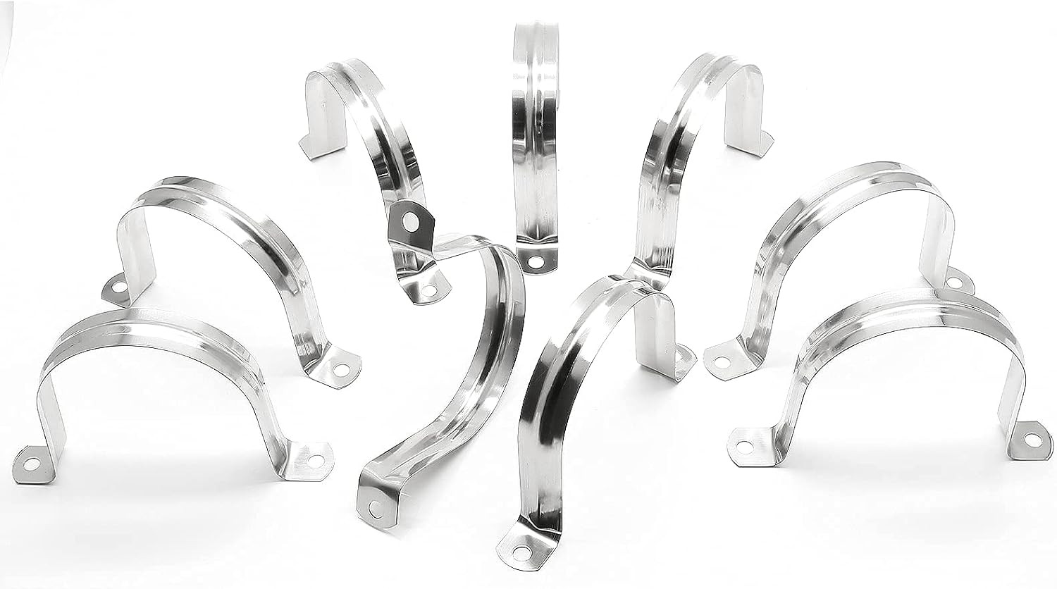 10Pcs 3 Inch Stainless Steel Large Conduit Clamps, Two Hole Strap U Bracket Rigi