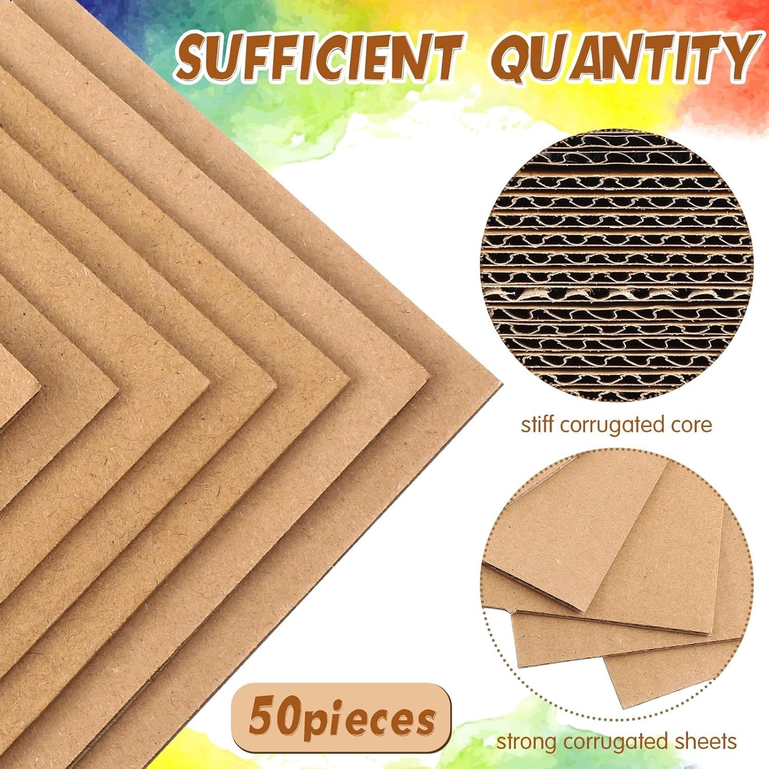 50 Pack Corrugated Cardboard Sheets Flat Hard Cardboard Inserts Back to Schoo…