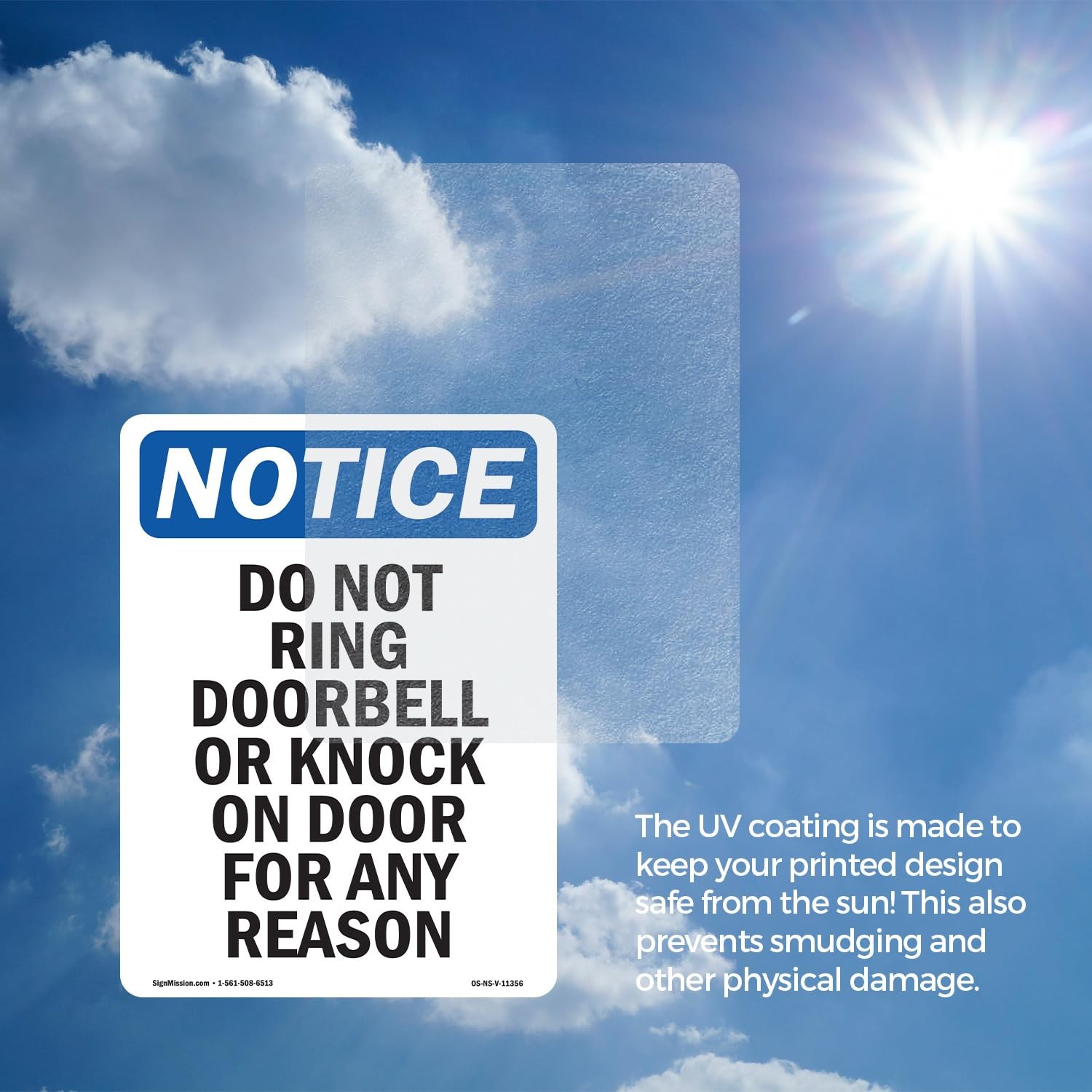 Do Not Ring Doorbell Or Knock OSHA Notice Vinyl Decal Label 24 Inch x 18 Inch…