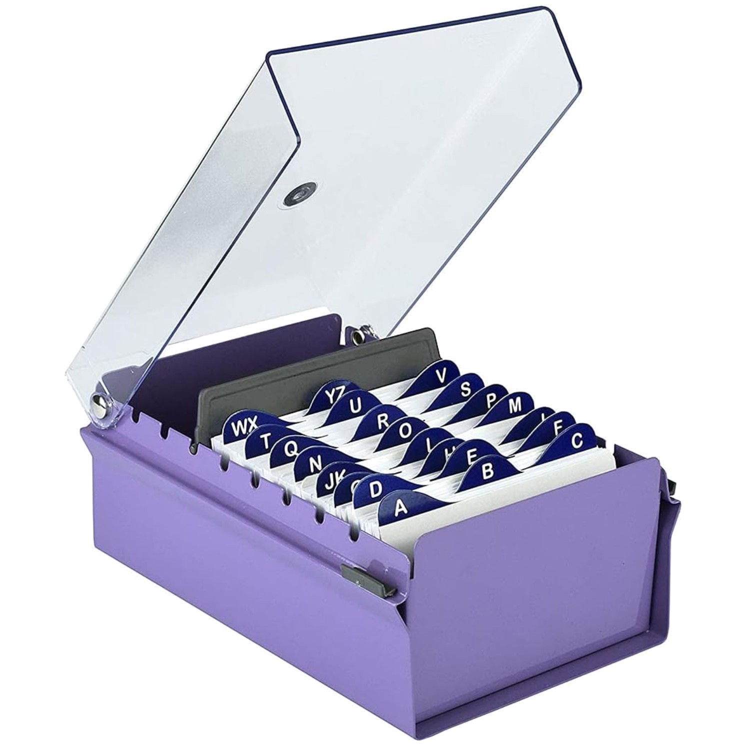 Heavy Duty 3×5 Card File Box Organizer + AZ Index – Purple