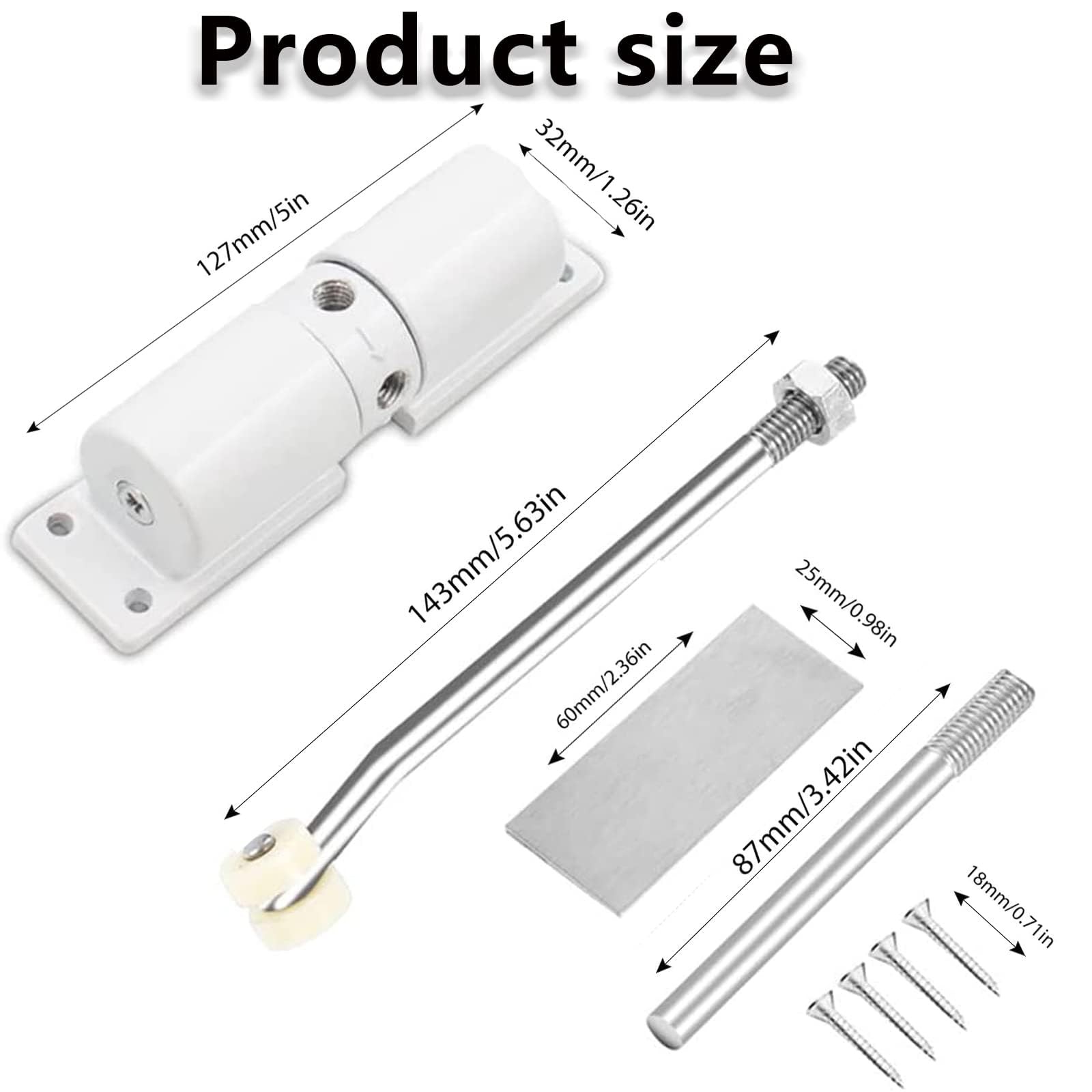 Automatic Door Closer, Zinc Alloy Safety Spring Door Closer Adjustable 30 kg Clo