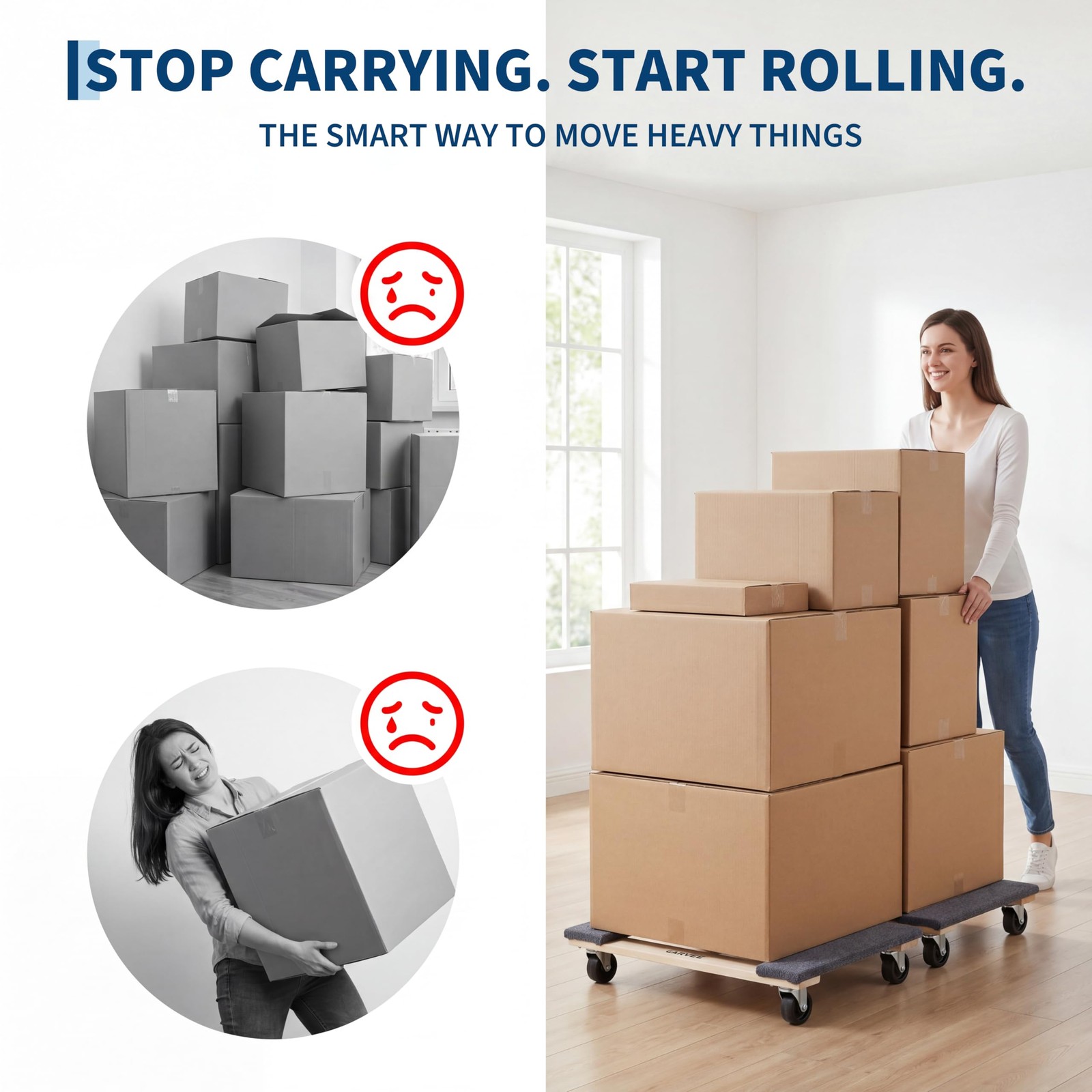 Heavy Duty Furniture Dolly 2-Pack, Moving Dolly with Swivel Wheels 1000 LBS Load