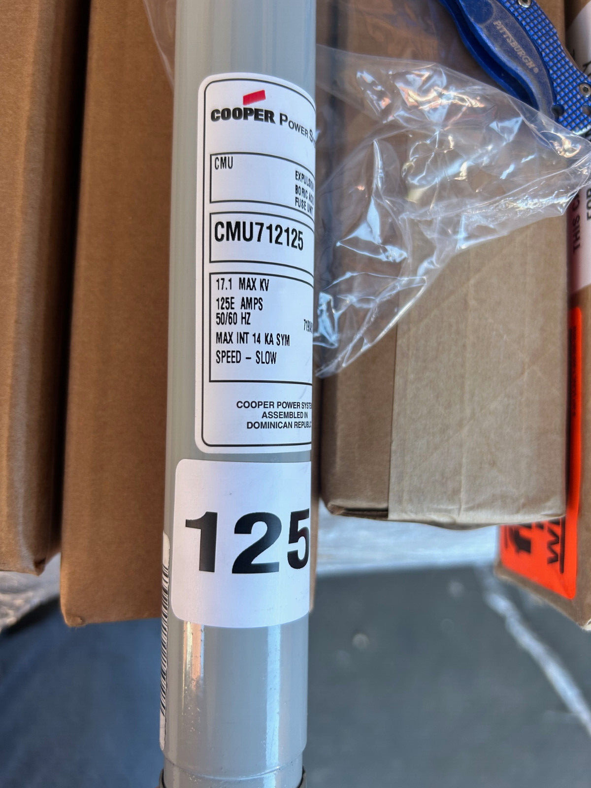 Cooper Fuse 17.1 Max KV 125E Amps CMU712125 7190A51G10 electrical breaker Eaton