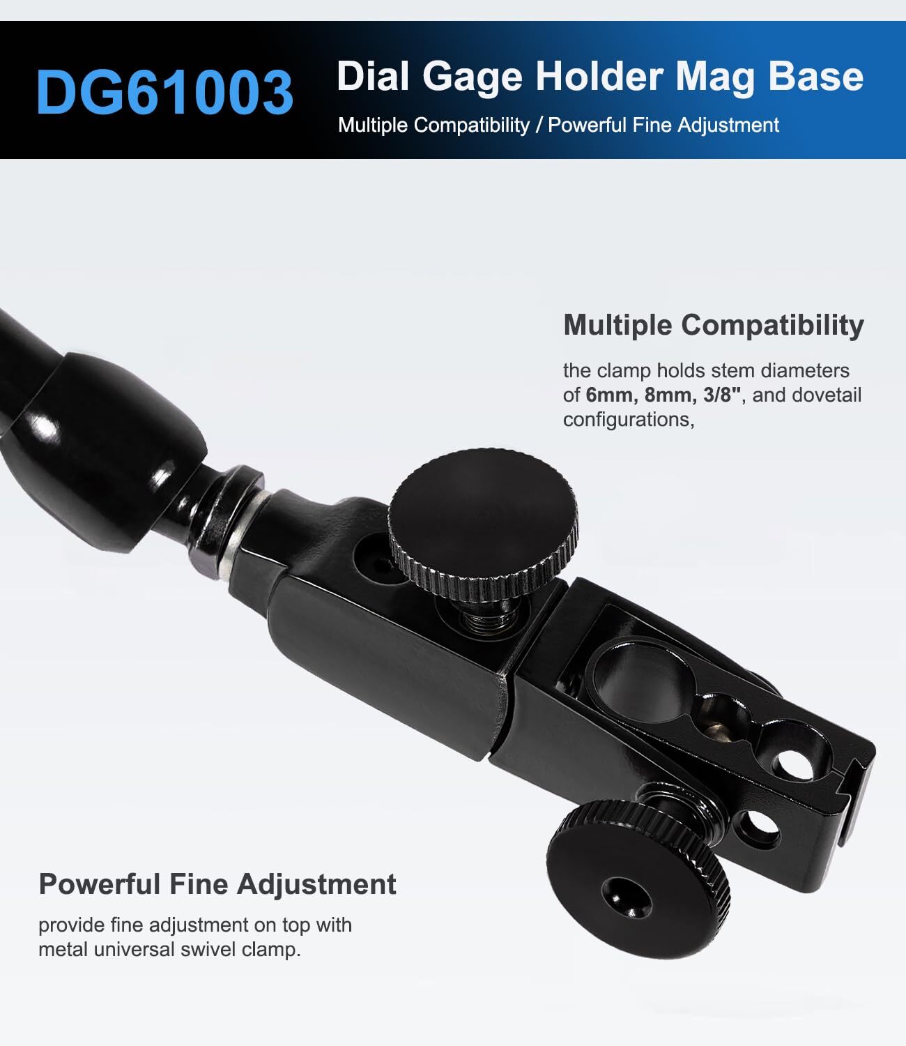 For DG61003 Noga Dial Gage Test Indicator Holder Magnetic Base 176lb Fine Adjust
