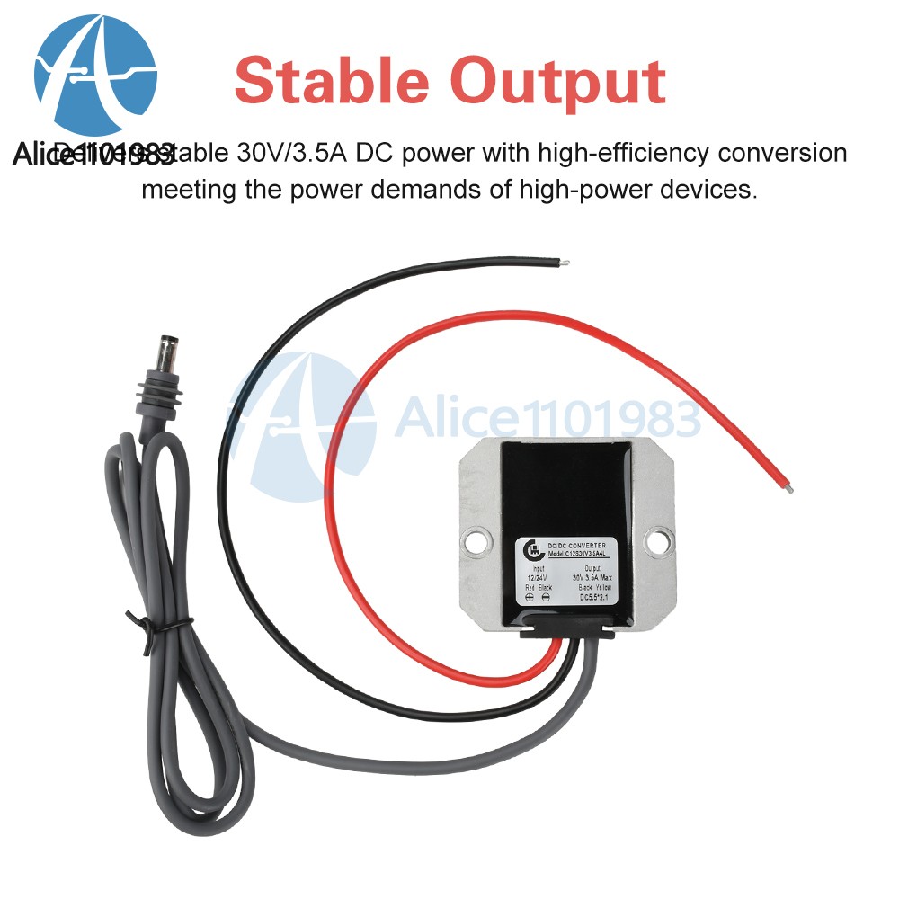 DC 12V24V to DC 30V 3.5A Power Cord Converter Boost Conversion Module Waterproof