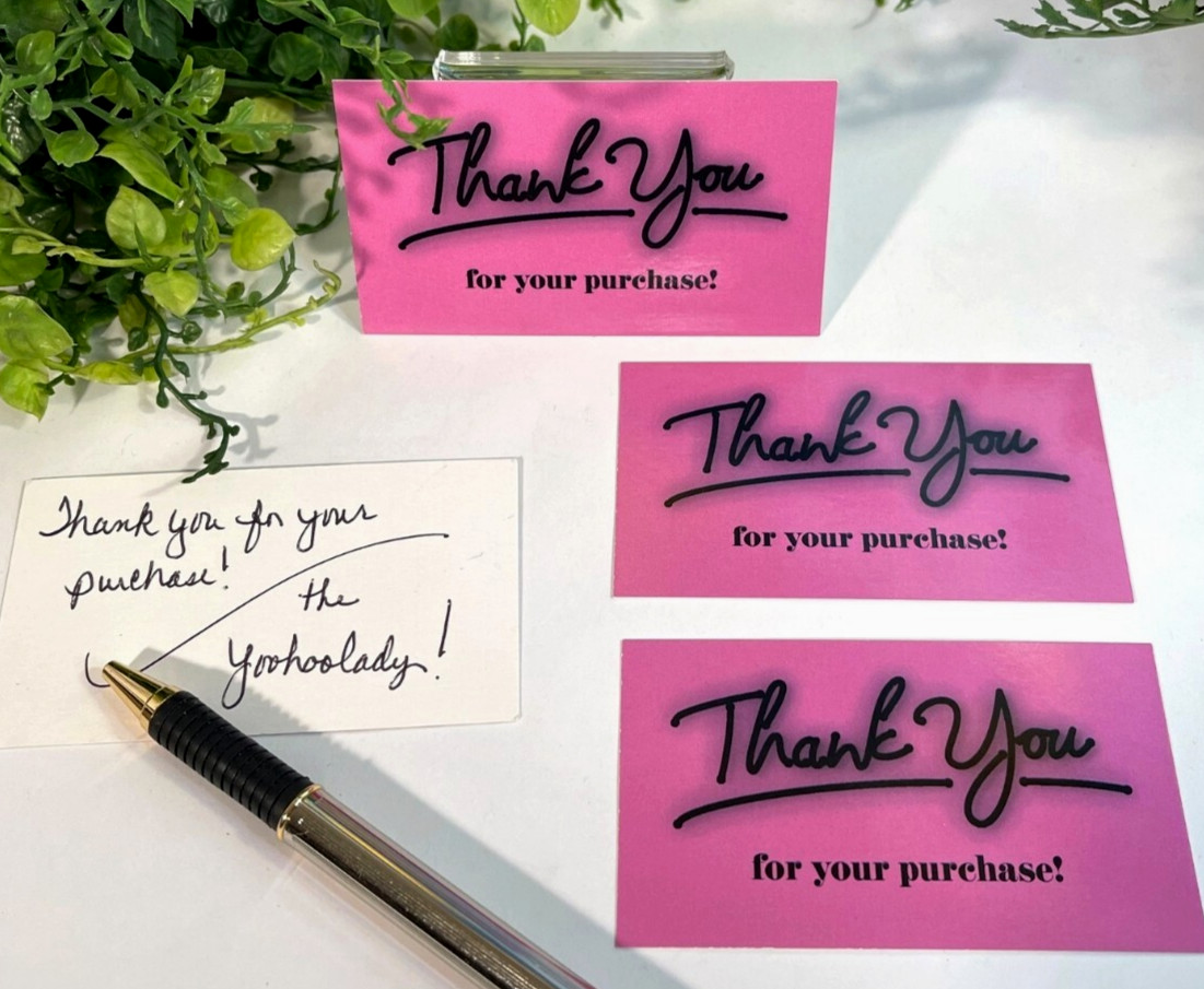Business Cards, Magenta Thank You for Your Purchase Cards, 3.5″ x 2″