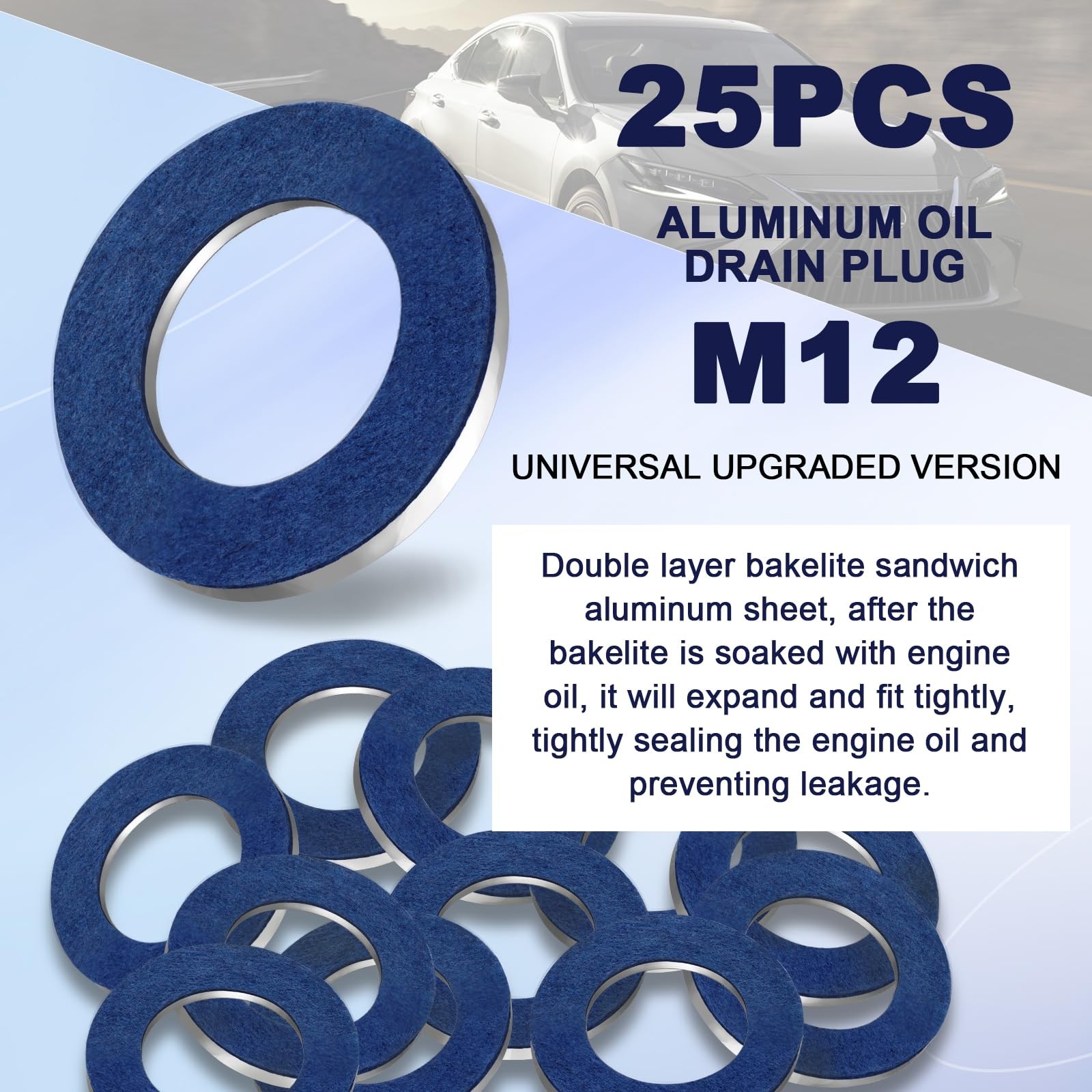 25-PCS 90430-12031 M12 Oil Drain Plug Gasket Washer Crush Seal – Premium Aluminu
