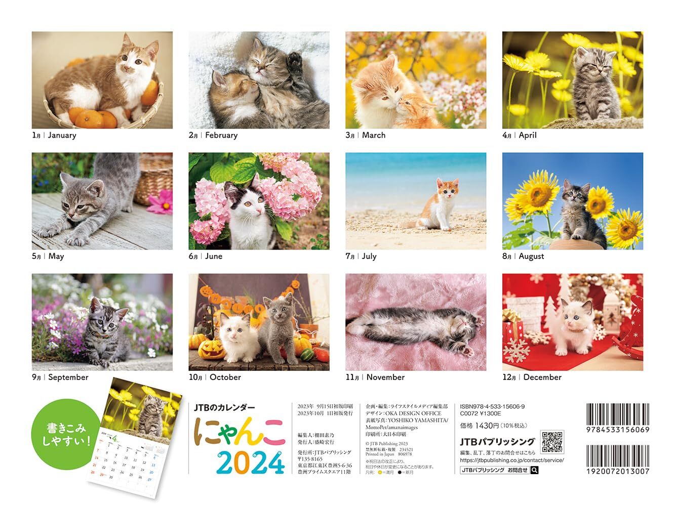 JTB Calendar Nyanko 2024 Wall Hanging Cat (Calendar 2024)