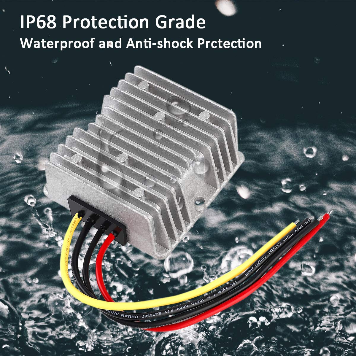 30A 360W DC 36V, 48V to 12V Voltage Converter with Fuse, Waterproof Reducer