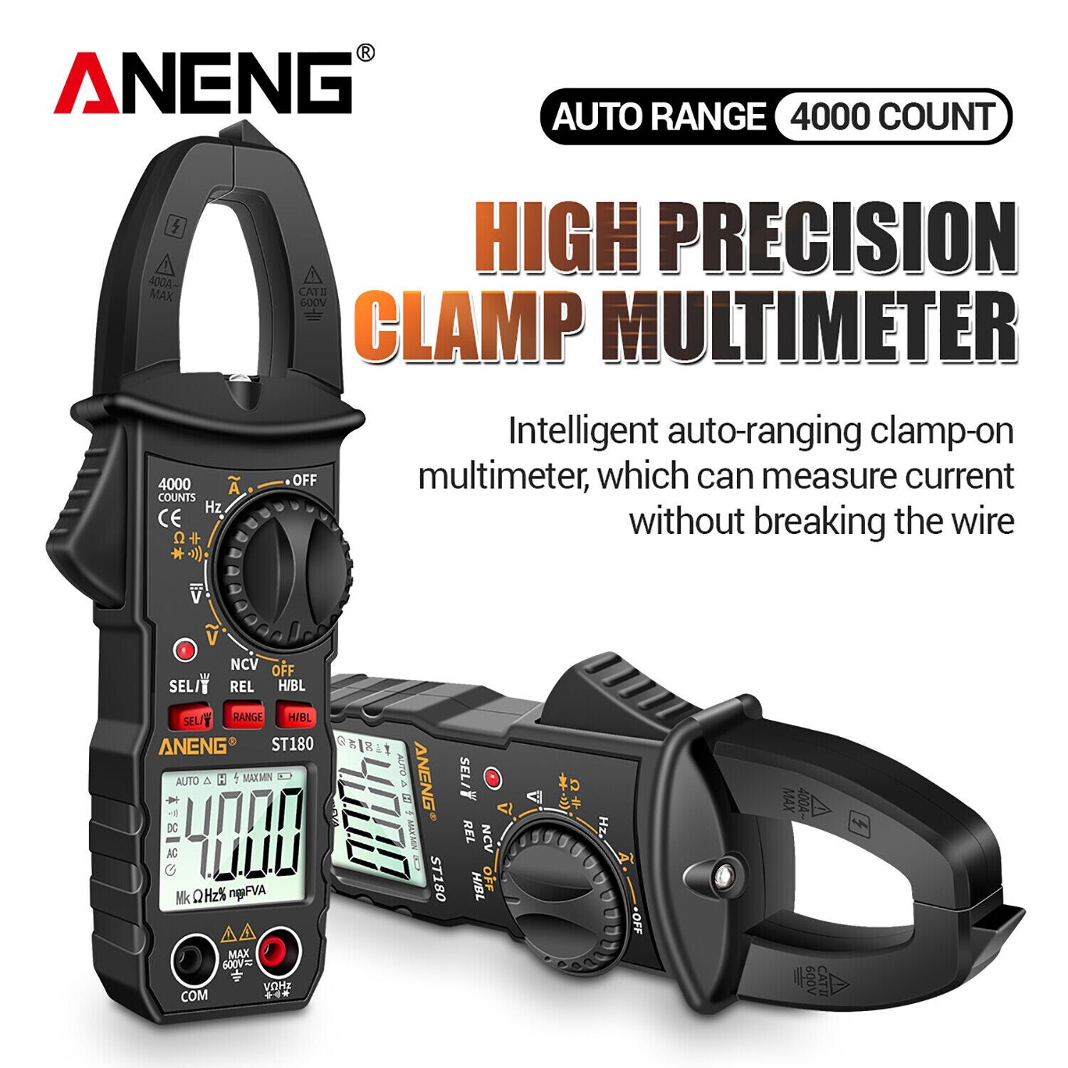 Digital Multimeter Tester AC DC Volt Amp Clamp Meter Auto Range LCD Handheld