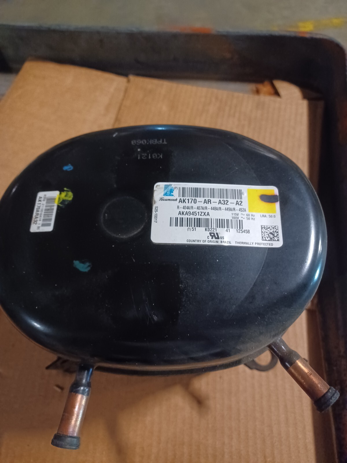 TECUMSEH Compressor AKA9451ZXA 2/3 HP, POE, R404A, 115/1/60 volt AK170AR-A32-A2