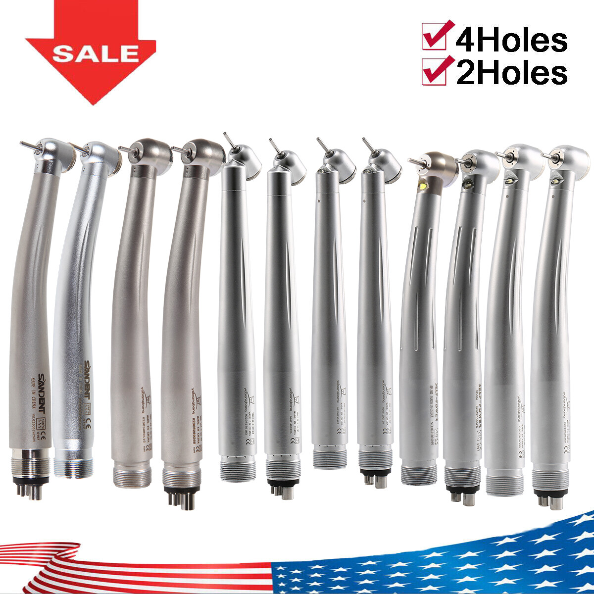 Dental High Speed Handpiece /LED Fiber Optic /E-generator 2/4H6 Pin Fit KaV NSK