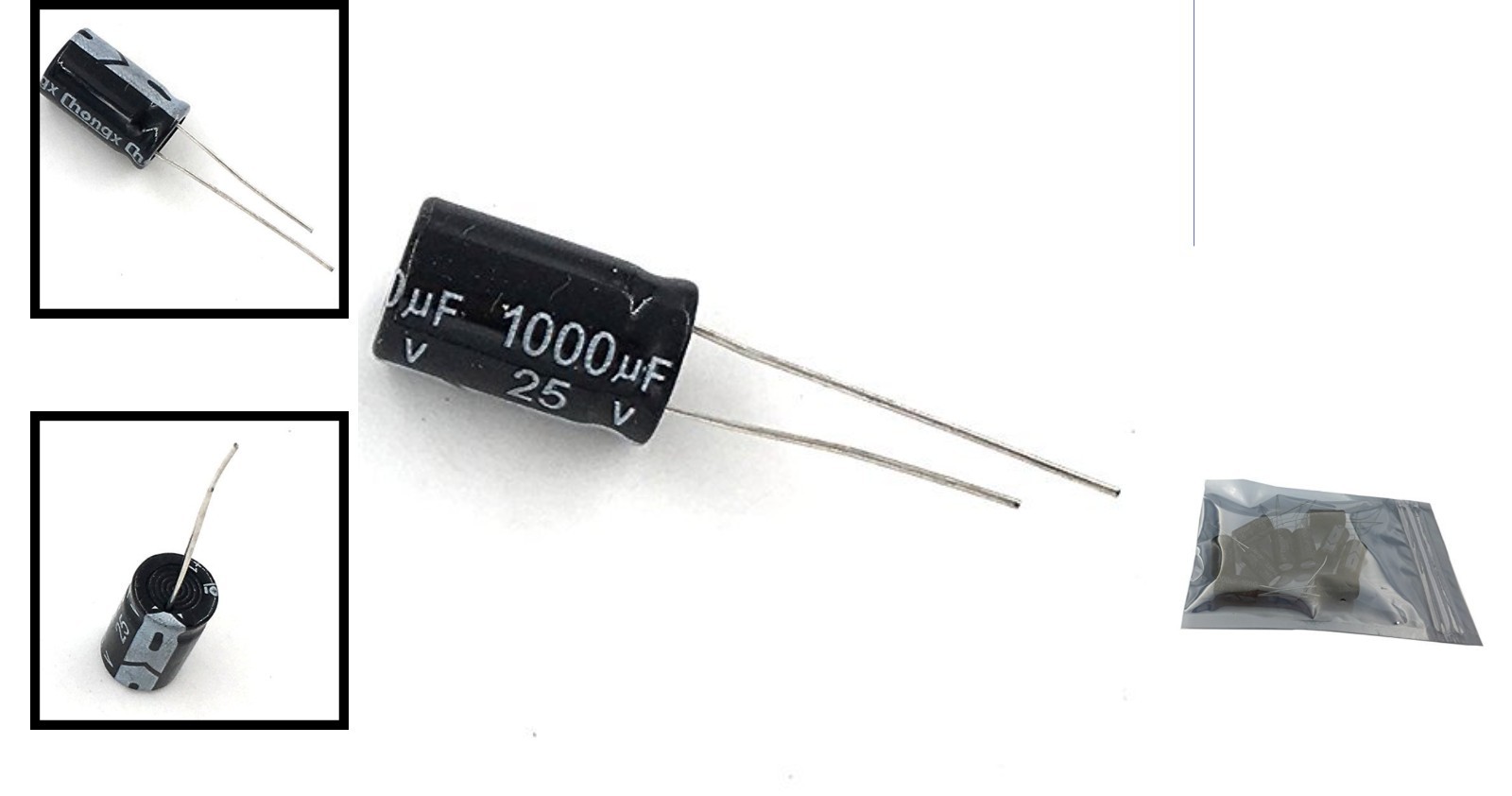 Efficient 1000uF 25V Capacitors – Pack of 10, Ideal for Electronics Projects