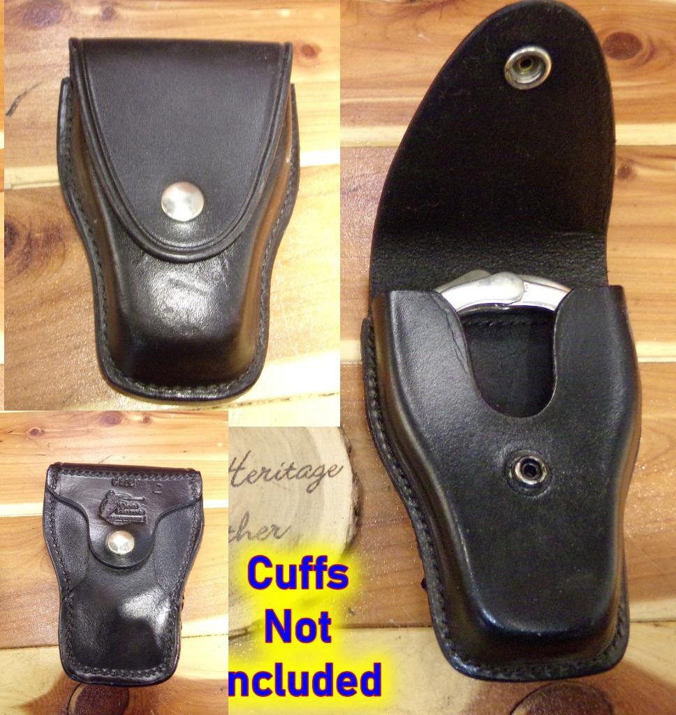 C302 CS PB HUME Leather Police Teardrop Handcuff Slide Over or Snap On Belt Case
