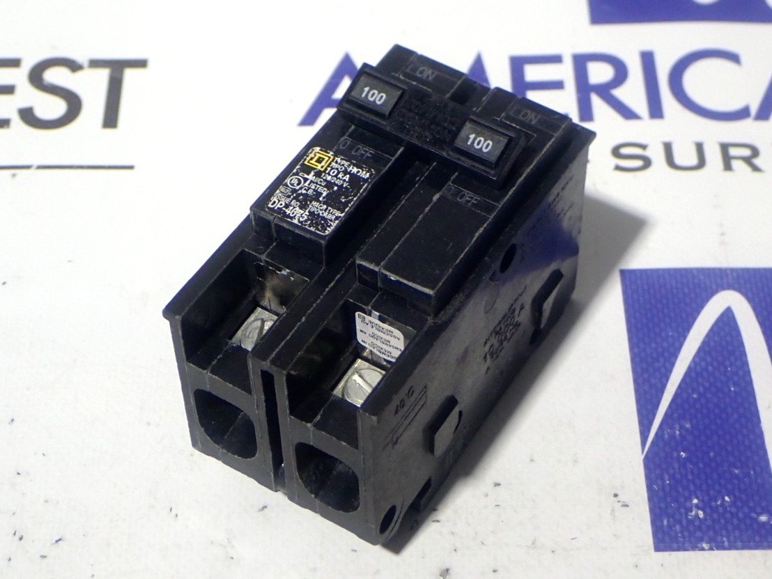 Square D HOM2100 2 Pole 100 Amp 120/240 Volt 10kA Plug On Circuit Breaker