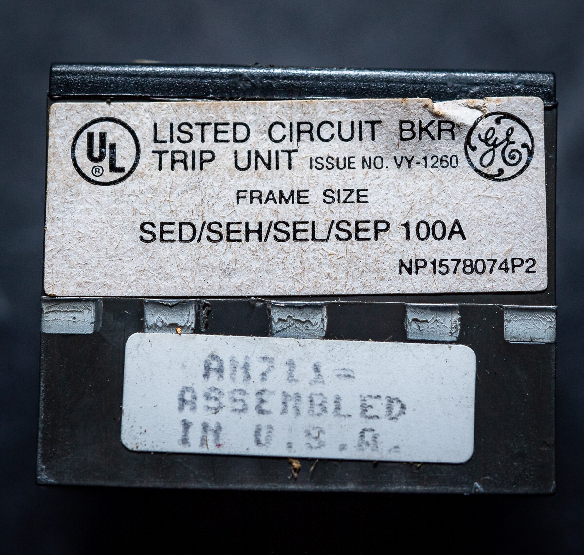 GE SRPE100A Breaker Rating Plug Spectra, used