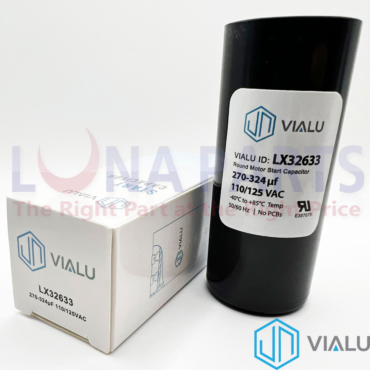 VIALU – 270-324 uf/MFD 110-125 VAC volts Round Start Capacitor 50/60 Hz