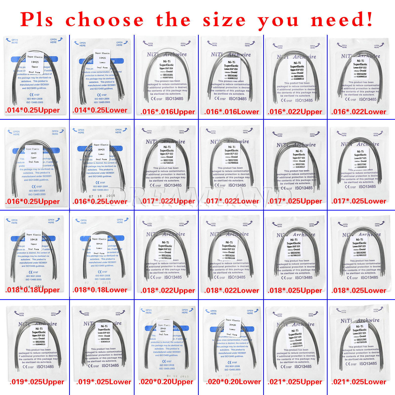 Dental Orthodontic Niti Super Elastic Arch Wires Rectangular Oval Ovoid Form