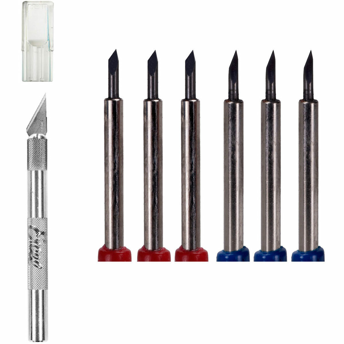 6 Roland Type Vinyl Cutter Blades (45 & 60 deg) + Vinyl Weeding Cutting Knife