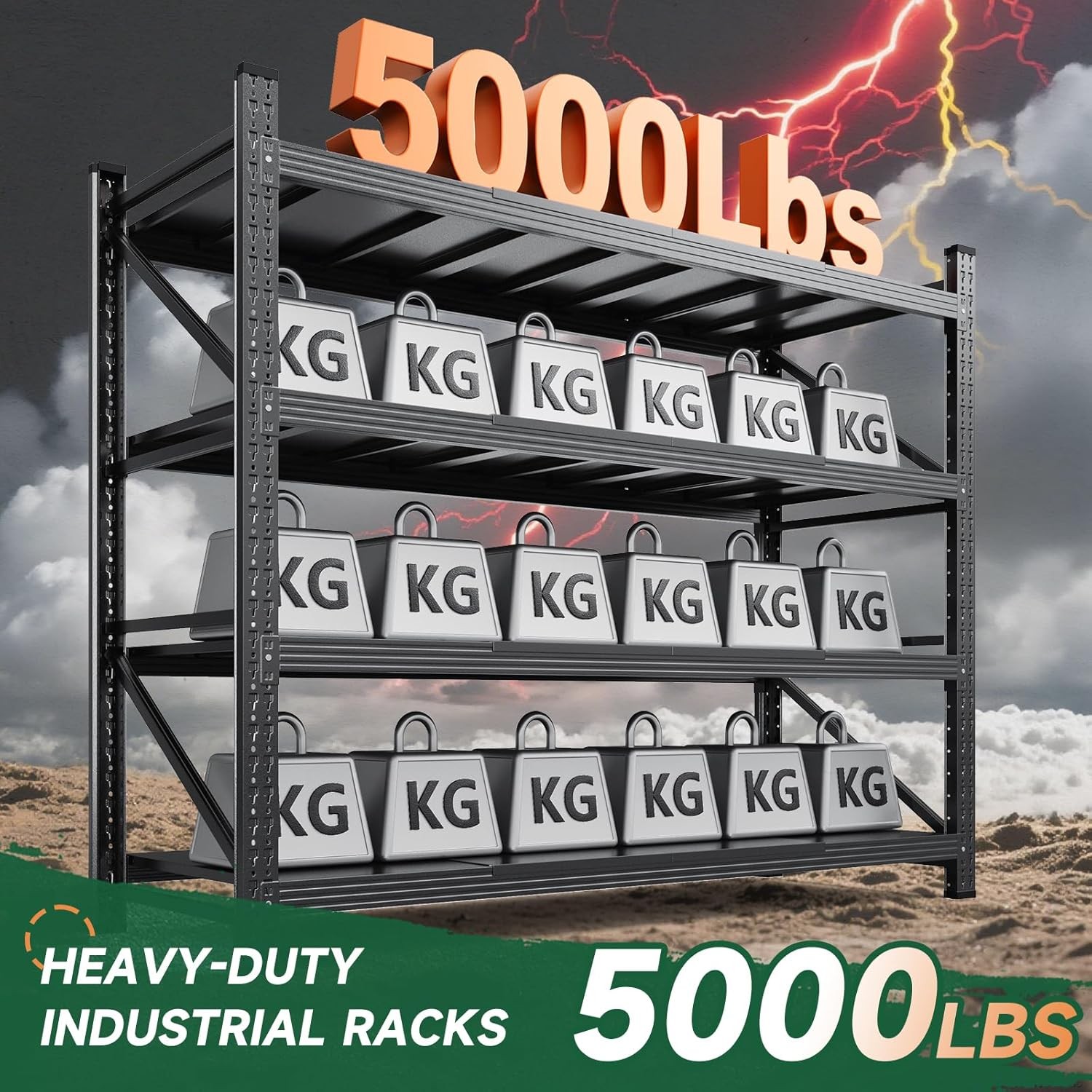 Letaya 4000LBS 4 Tier Adjustable Rack 60x24x70 Black for Shop