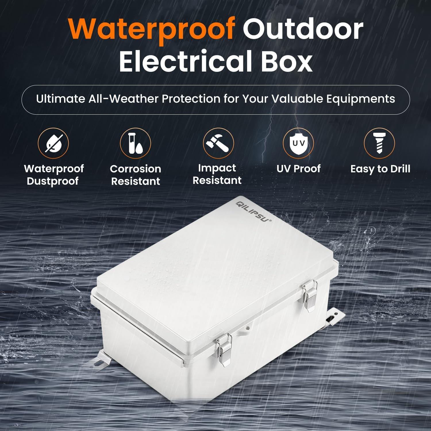 IP67 Waterproof Junction Box 11.2″x7.7″x5.1″Outdoor Plastic Electrical Enclosure