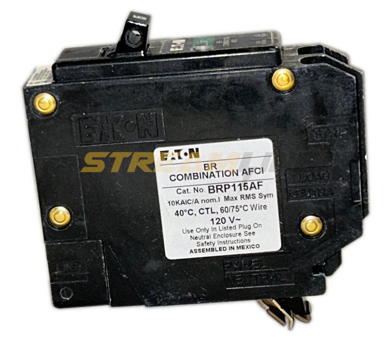 Eaton BRP115AF Circuit Breaker, Arc Fault, 15A, 1P, 120Vac, Plug-On, Box of 20