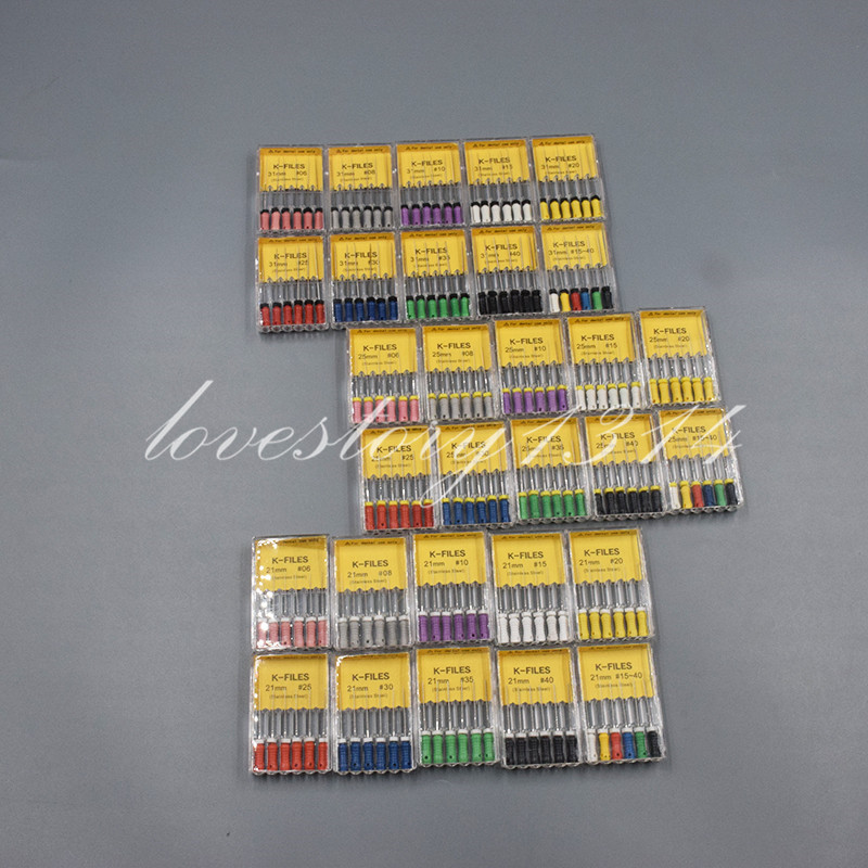 Dental Endo Root Canal Files K/H/R – FILES 21/25/31mm Stainless Steel Fit Mani