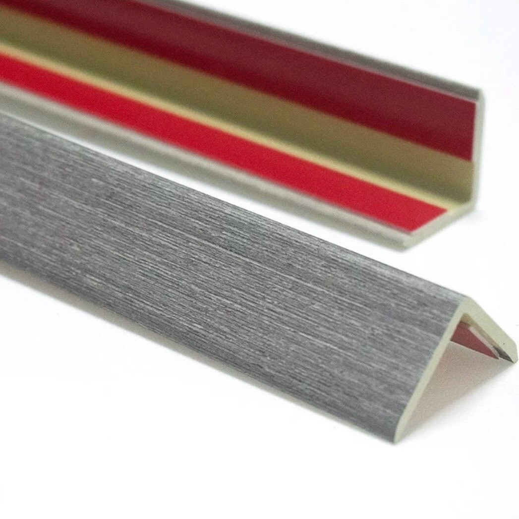 PVC Plastic Corner Protector Wood Pattern 90 Degree Edge Guard Adhesive 47 in